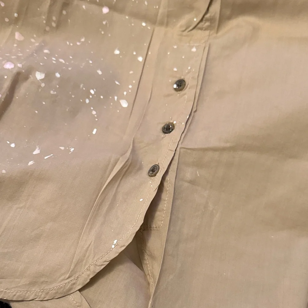 J. Crew Tan and Pink Splatter Casual Shirt - Picture 11 of 14